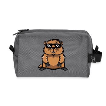 Biber Cool Comic - Recycelte Kulturtasche - Anthrazit - Vorne