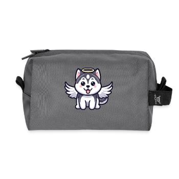 Doberman Angel Puppy Design - Recycled Toiletry Zip Bag - anthracite - Front