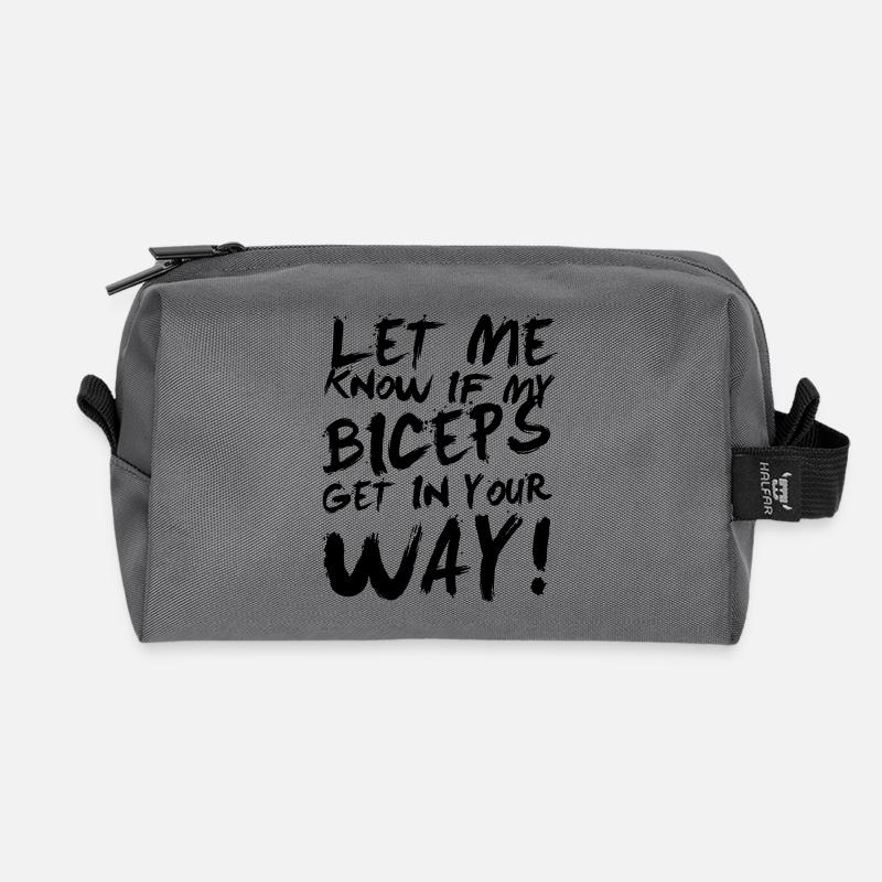 Let me know if my biceps get in your way! - Recycled Toiletry Zip Bag - anthracite