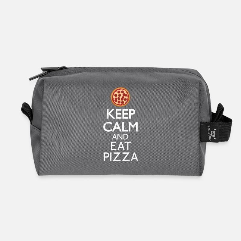 Keep calm and eat Pizza - Recycelte Kulturtasche - Anthrazit