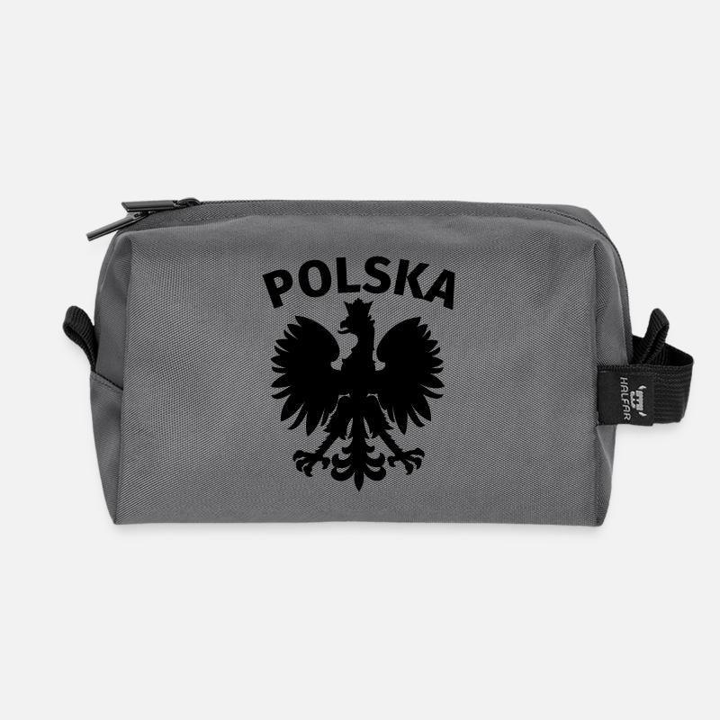 I love Polska Adler - Recycelte Kulturtasche - Anthrazit