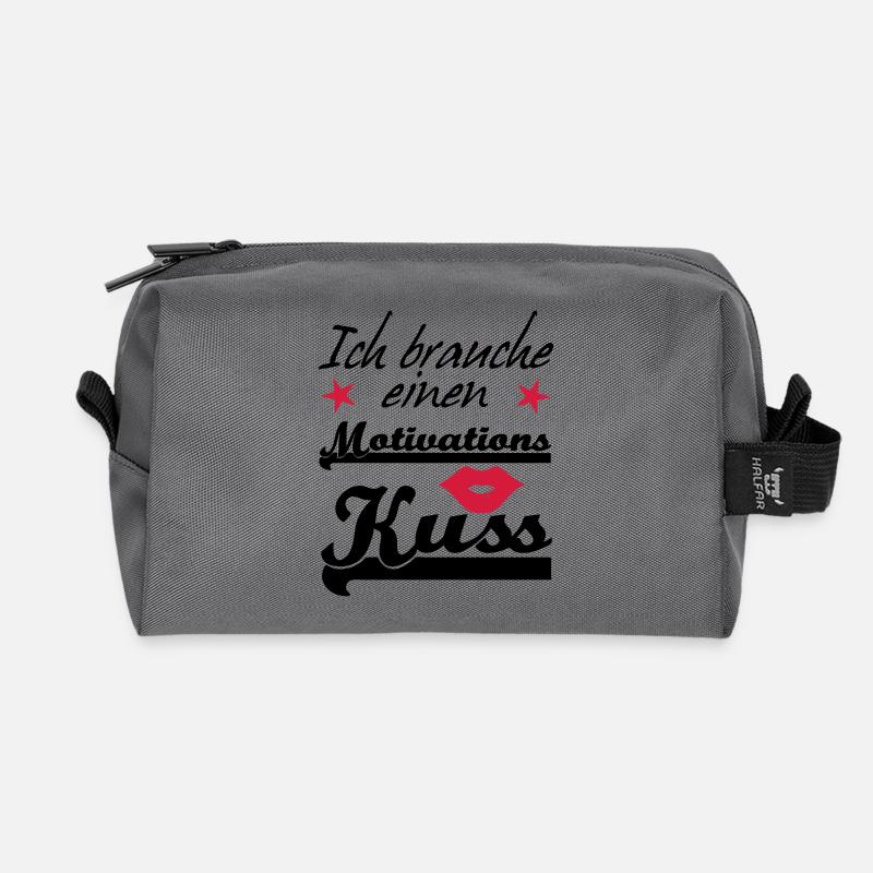 Motivationskuss Liebe, Spruch, Geschenk, Fun - Recycelte Kulturtasche - Anthrazit