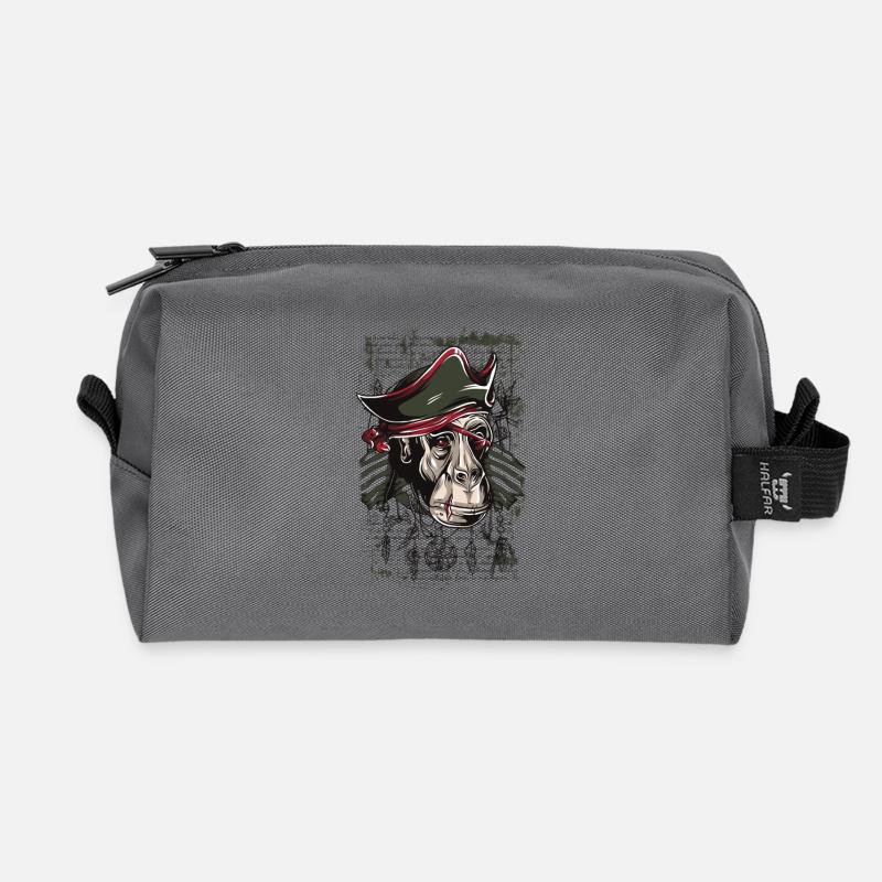 Piratenaffe - Recycelte Kulturtasche - Anthrazit