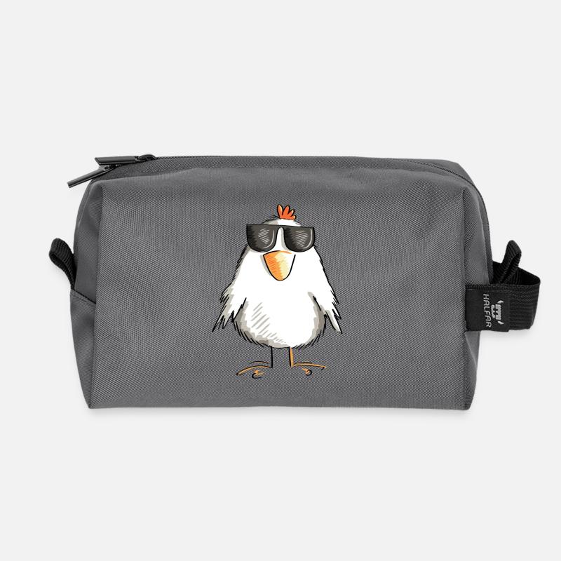 Huhn mit cooler Sonnenbrille - Hahn - Gockel - Recycelte Kulturtasche - Anthrazit