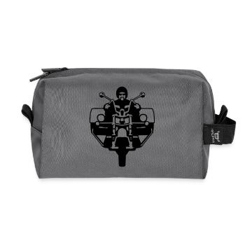trike trike biker rider a motorcycle 3 wheeled - Recycled Toiletry Zip Bag - anthracite - Front