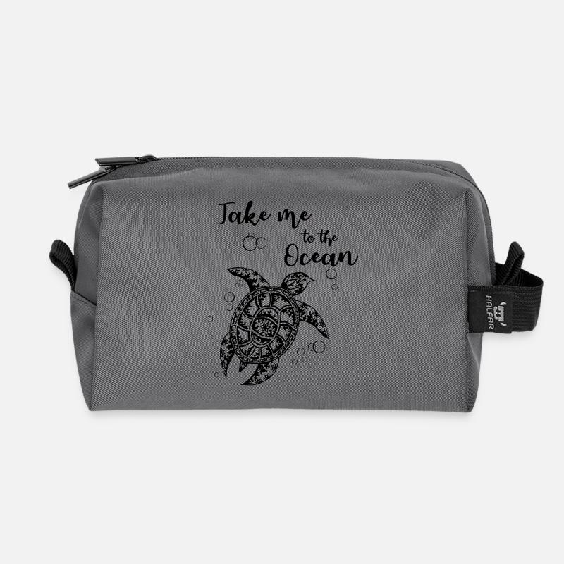 Take me to the Ocean - Schildkröte - Recycelte Kulturtasche - Anthrazit