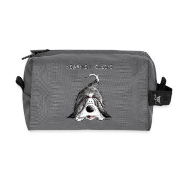 Verspielter Bearded Collie - Recycelte Kulturtasche - Anthrazit - Vorne