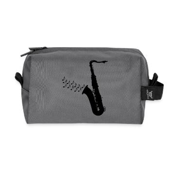 Saxofon mit Musiknoten - Recycelte Kulturtasche - Anthrazit - Vorne