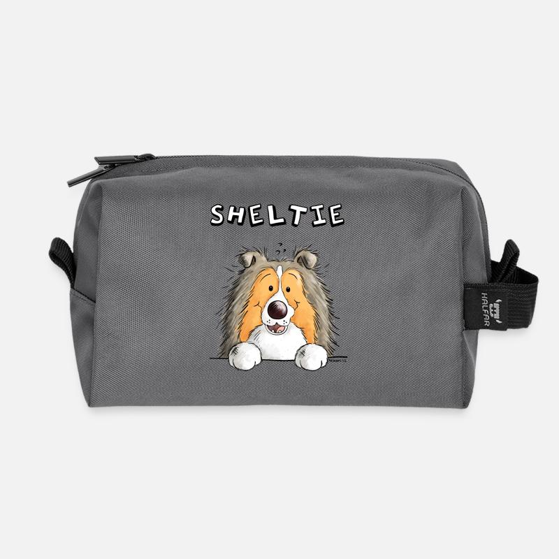 Neugieriger Sheltie - Recycelte Kulturtasche - Anthrazit