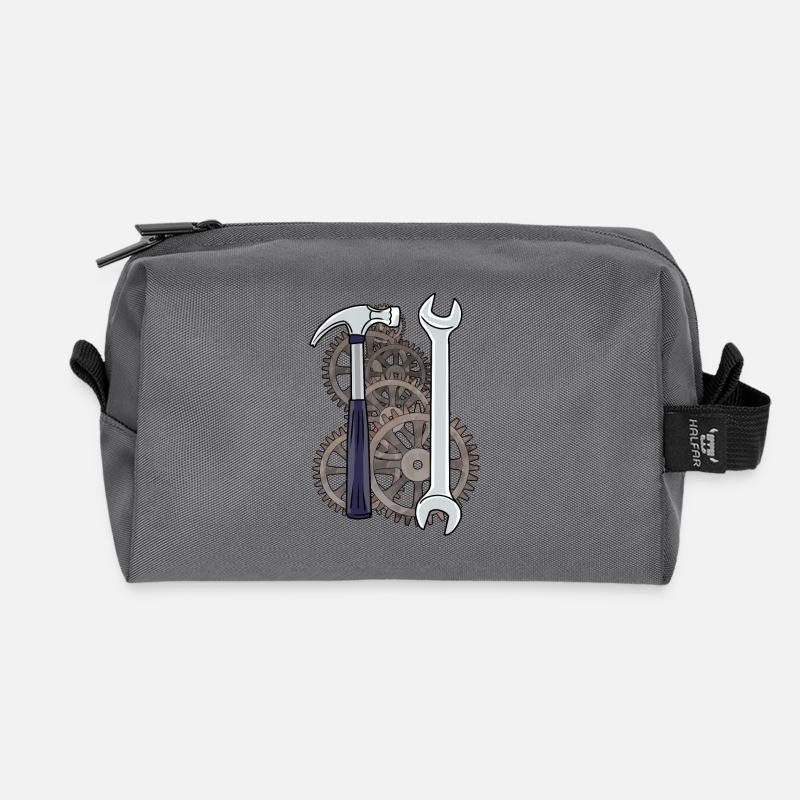 Technology Machine Tool Caretaker Workshop - Recycled Toiletry Zip Bag - anthracite