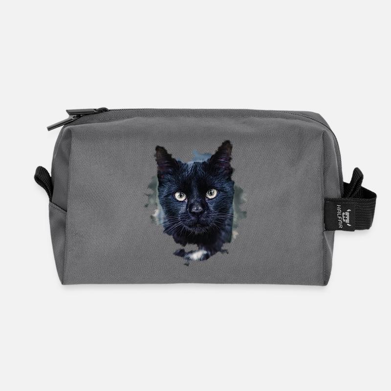 blackcat/ schwarze Katze - Recycelte Kulturtasche - Anthrazit