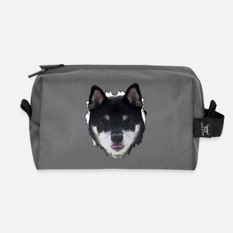 Nacht-Hund Gesichtsdesign - Recycelte Kulturtasche - Anthrazit