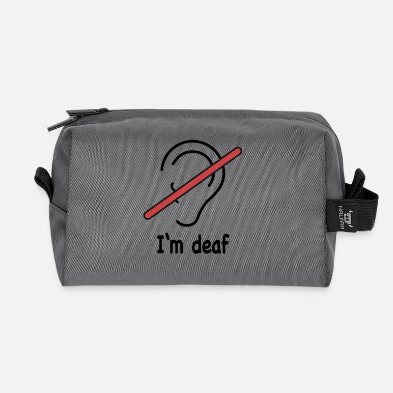 I'm deaf - Recycled Toiletry Zip Bag - anthracite