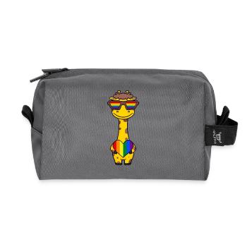 Giraffe Rainbow Colors - Recycled Toiletry Zip Bag - anthracite - Front