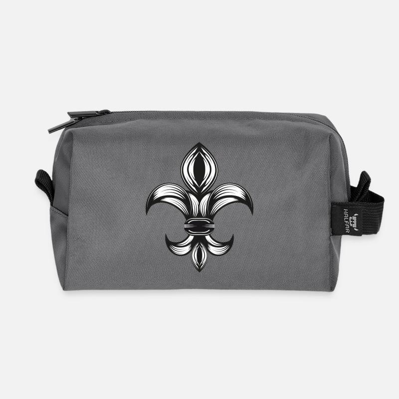 iris stylisé - Fleur-de-Lys - Trousse de toilette en tissu recyclé - anthracite
