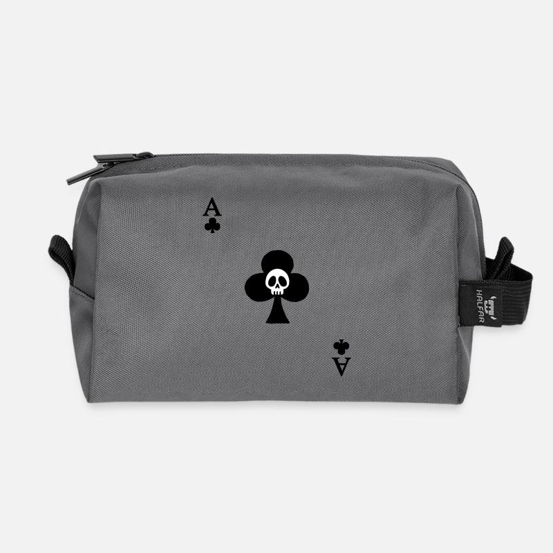 Crâne et as de trèfle - Trousse de toilette en tissu recyclé - anthracite