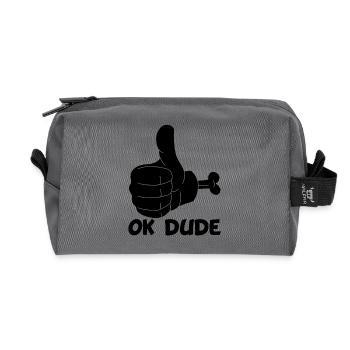 Ok man! (black) - Recycled Toiletry Zip Bag - anthracite - Front