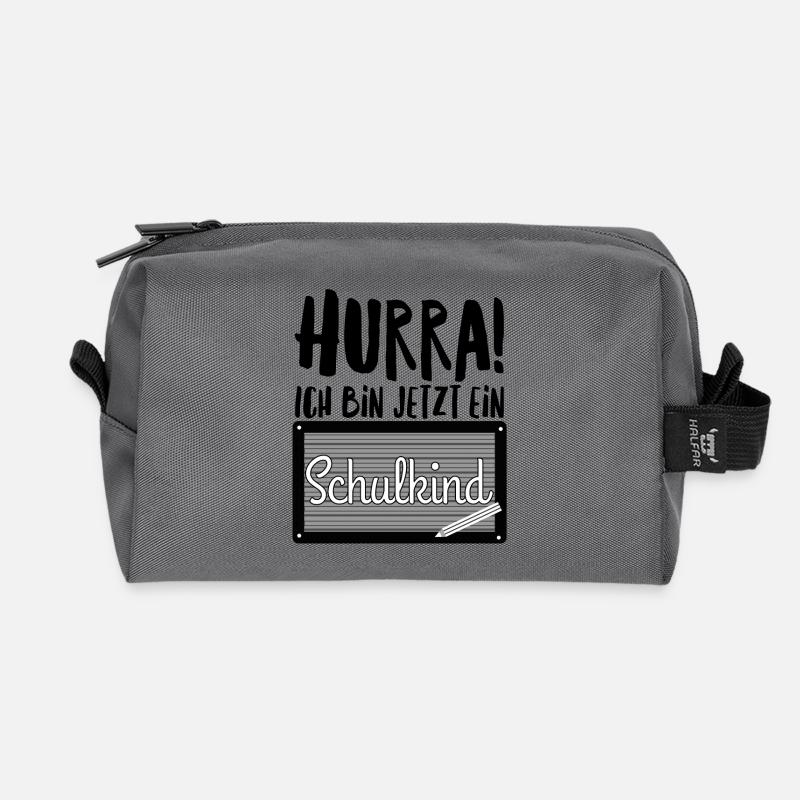 Hurra! Ich bin jetzt ein Schulkind - Recycelte Kulturtasche - Anthrazit