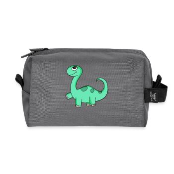 Motif de dinosaure - Trousse de toilette en tissu recyclé - anthracite - Devant