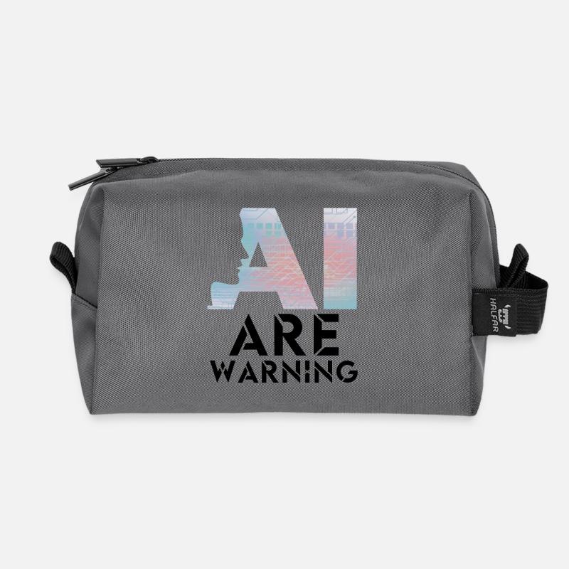 AI alert Caution artificial intelligence - Recycled Toiletry Zip Bag - anthracite