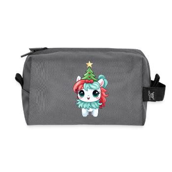 Christmas unicorn with fir tree and - Recycled Toiletry Zip Bag - anthracite - Front