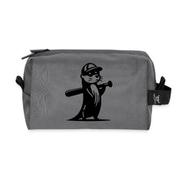 Otter Baseball Silhouette - Recycelte Kulturtasche - Anthrazit - Vorne