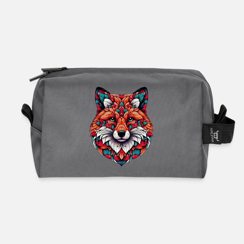 Fuchs mit Mandalas geschmückt - Recycelte Kulturtasche - Anthrazit