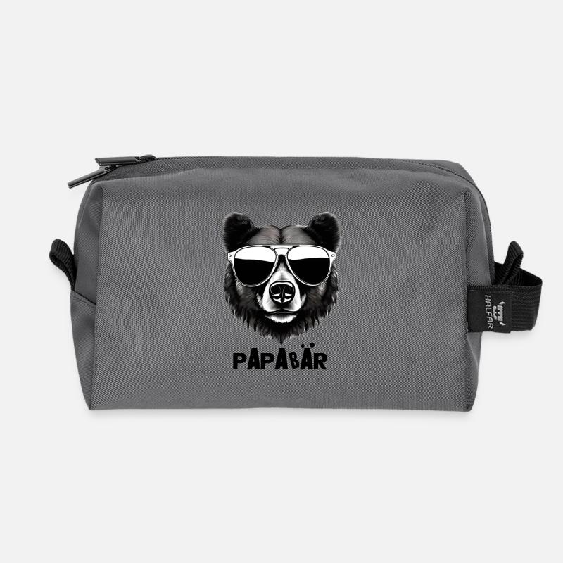 Papa – Der coolste Bär im Revier - Recycelte Kulturtasche - Anthrazit