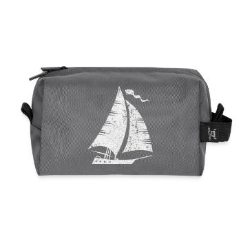 Minimalist Sailboat Sailing Sailing Yacht Sea - Recycled Toiletry Zip Bag - anthracite - Front