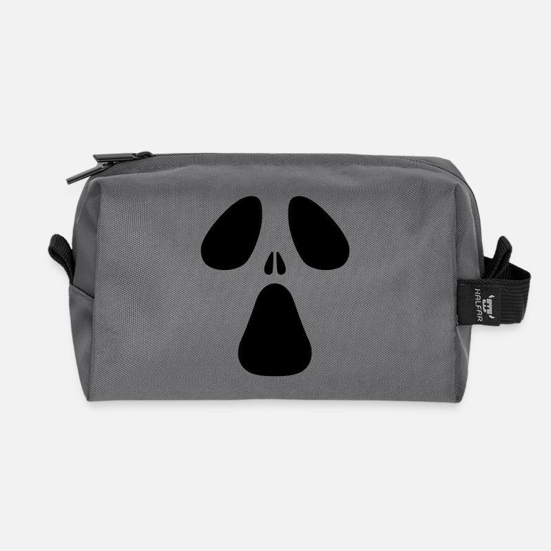 AC Designs Halloween Ghost Face - Recycled Toiletry Zip Bag - anthracite