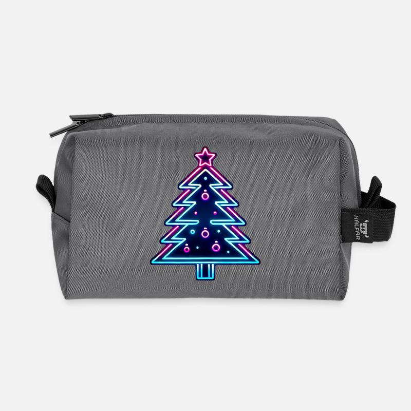 Neon Christmas - Recycelte Kulturtasche - Anthrazit