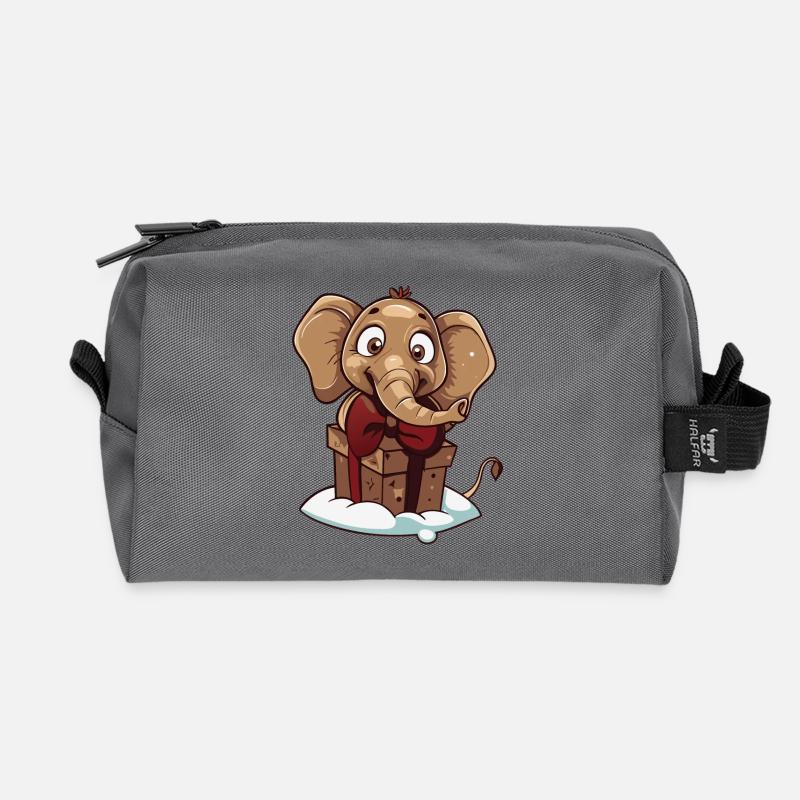 Niedlicher Elefant packt Geschenk aus - Recycelte Kulturtasche - Anthrazit