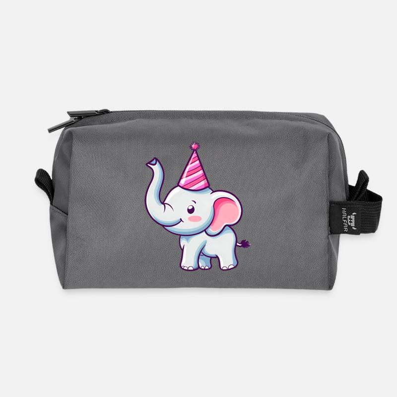 Süßer glücklicher Elefant mit Partyhut - Geburtstag - Recycelte Kulturtasche - Anthrazit