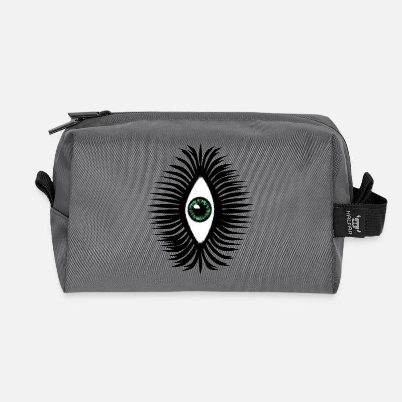 Glücksamulett Auge psychedelisch grün vertikal - Recycelte Kulturtasche - Anthrazit