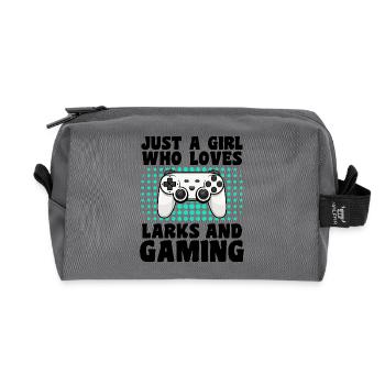 Gamer and Alouettes: Video Games and Aerial Adventure - Recycled Toiletry Zip Bag - anthracite - Front