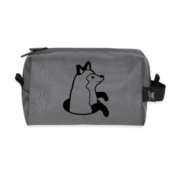 Fuchs Guckt Lustig aus Boden Loch Glücklich Cool - Recycelte Kulturtasche - Anthrazit - Vorne