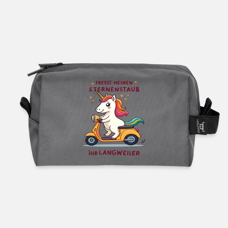 Roller-Einhorn - Recycelte Kulturtasche - Anthrazit