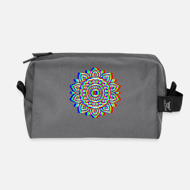 Glitch Mandala – Spirit Design - Recycelte Kulturtasche - Anthrazit