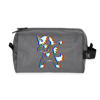 Glitch Dab Einhorn – Trendy Fantasy - Recycelte Kulturtasche - Anthrazit - Vorne