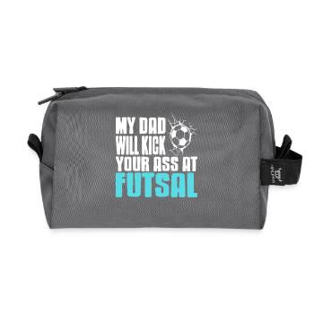 My Dad Will Kick Your Ass at Futsal Funny Pride - Recycled Toiletry Zip Bag - anthracite - Front