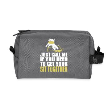 Funny Dog Sit Together Vibe Playful Pet Owner - Recycelte Kulturtasche - Anthrazit - Vorne