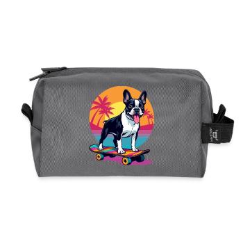 Skater Bulldogge - Recycelte Kulturtasche - Anthrazit - Vorne