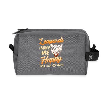 Leopards Make Me Happy Sarcastic Wild Cat Mood - Recycled Toiletry Zip Bag - anthracite - Front