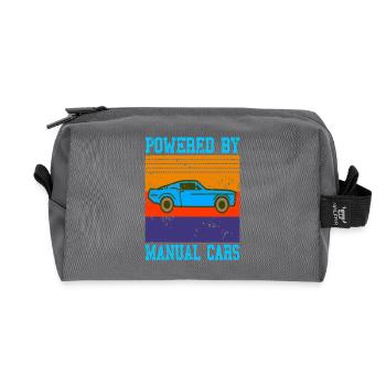 Powered by Manual Cars Retro Driving Style - Recycelte Kulturtasche - Anthrazit - Vorne