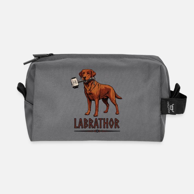 Labrador Hund mit Hammer Grafik - Labrathor - Recycelte Kulturtasche - Anthrazit