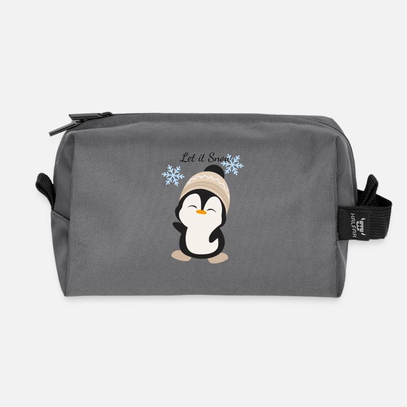 Kuschelpinguin Winterzauber - Recycelte Kulturtasche - Anthrazit