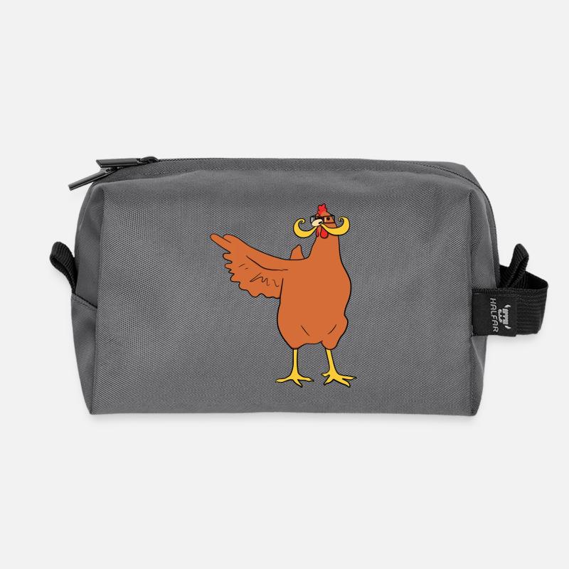 No Chicken Here - Recycled Toiletry Zip Bag - anthracite