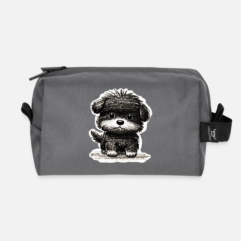 Fuzzy Puppy (Grey) - Recycled Toiletry Zip Bag - anthracite