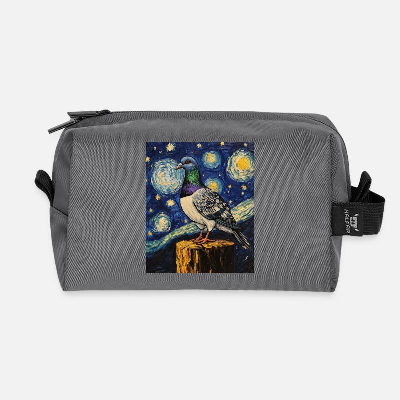 Taube Vogel Van Gogh Style Starry Night - Recycelte Kulturtasche - Anthrazit
