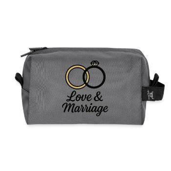 Alliances Amour et Mariage - Love & Marriage - Trousse de toilette en tissu recyclé - anthracite - Devant